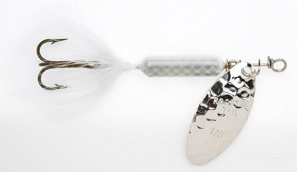 Yakima Bait Wordens Rooster Tail Spinner 1/8 Oz Hammered Silver White 208-HSWH