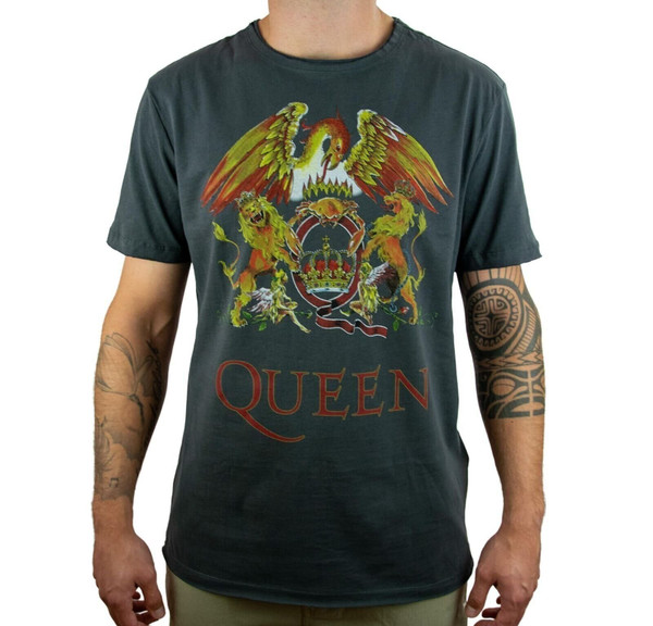 Amplified Queen Coral Crest Charcoal Mens Band T-Shirt
