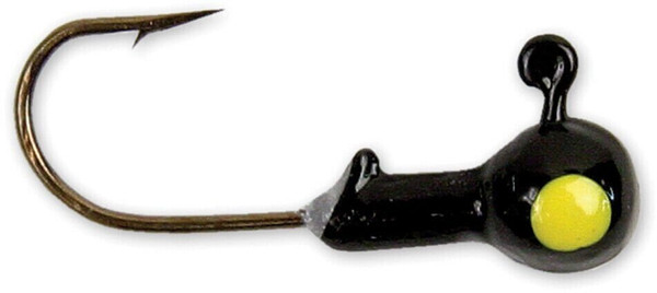 GOT-CHA HJH16-3 Round Jig Head 1/16 oz, Sz 4 Hook, Black, 10/Pack