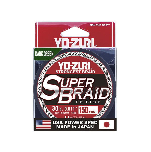 Yo-Zuri Superbraid 150 yd Floating Braid, Dark Green, 30 lb