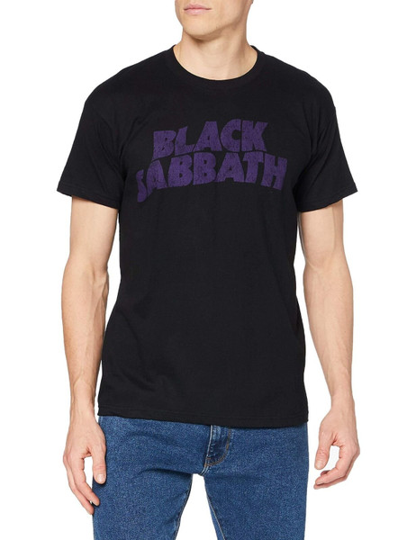 Black Sabbath T Shirt Classic Wavy Vintage Band Logo Official Mens Black Size L Black Sabbath T Shirt Classic Wavy Vintage Band Logo Official Mens Black Size L