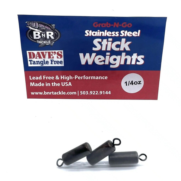 Dave's Tangle Free Stainless Steel Stick Weights 3 Pack -3/8
