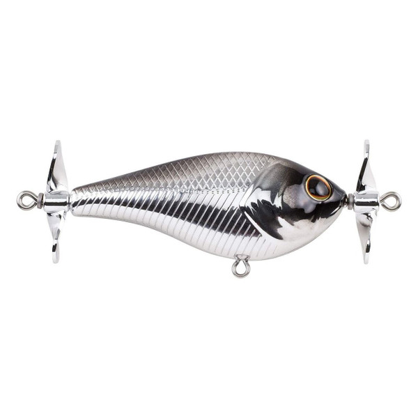 Berkley Spin Bomb Topwater Fishing Lure, Black Chrome, 2/5 oz, | 60mm, Spins at