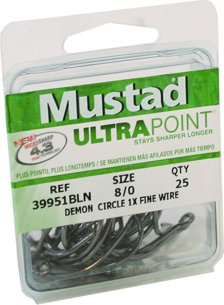 Mustad UltraPoint Demon Tuna Circle Hook #8/0 Black Nickel 25/Pk 39951NP-BN-8/0-