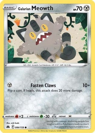 Galarian Meowth (PTCG-CRZ) (Reverse Holofoil) (#084/159)