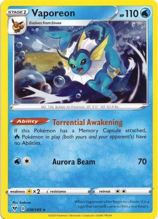 Vaporeon - 030/185 (Cosmos Holo) (PTCG-MCAP) (Holofoil) (#030/185)