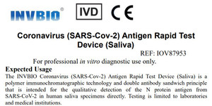 InvBio Saliva 20 Tests ( without going into nose)