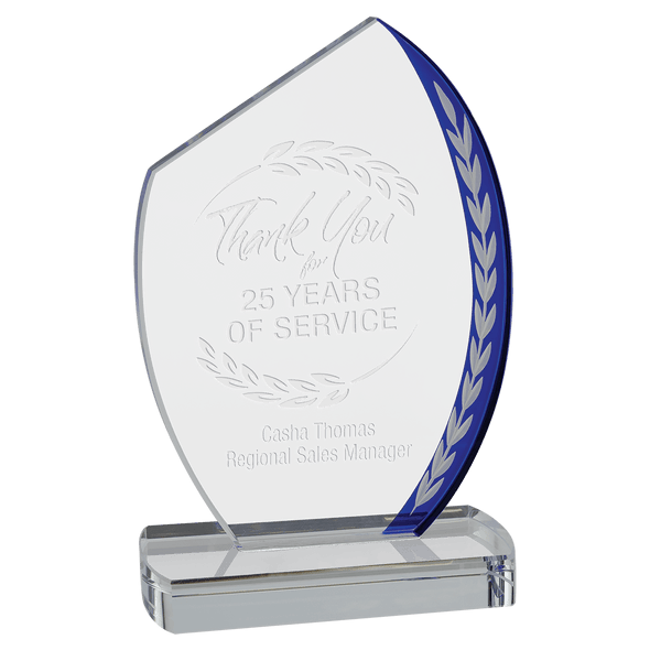 Blue Slant Oval Edge Glass 7.75"