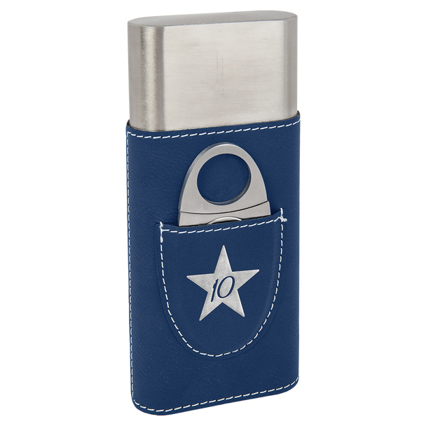 Blue Cigar Case with Cutter