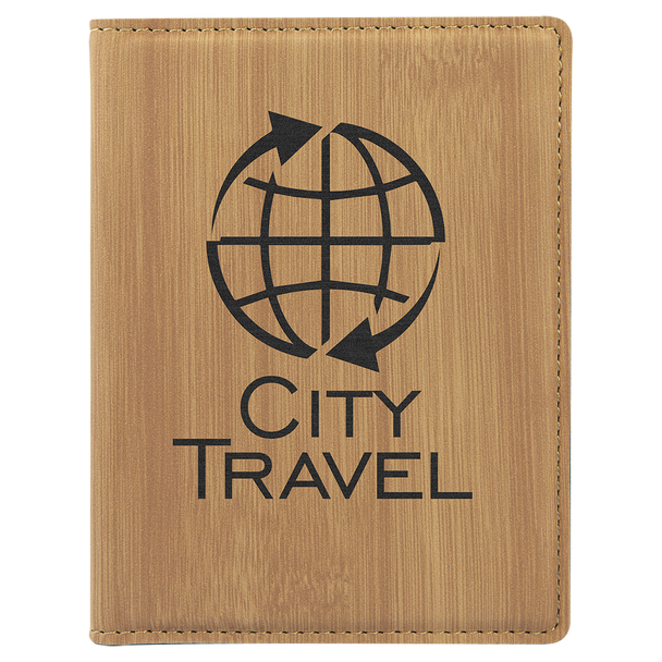 Leatherette Passport Holder Bamboo