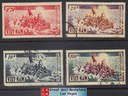 South Vietnam Stamps - 1955 , Sc 30, 32, 33, 35 Refugees on Raft - used  (9V070)