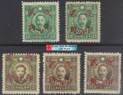 China Stamps - 1943, Sc 534, 536, 544, 546, 549 Martyr issues surcharged - MNH, F-VF  (9C0JW)