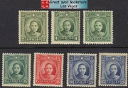 China Stamps - 1931-1937, Sc 297-303, short set, Dr. Sun Yat-Sen Type II - Sc 300 MLH, others MNH , F-VF - (9C0AK)