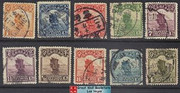 China Stamps - 1913-23, 10 different junk type stamps, used - (9C0EU)
