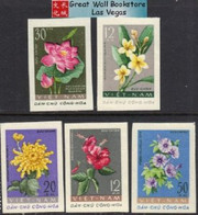 Vietnam Stamps - 1962, Sc 203-7, Flowers - Imperf - MNH, F-VF (Free Shipping by Great Wall Bookstore) - (9N098)