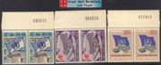 South Vietnam Stamps - 1966, Scott 291-3, WHO Building Geneva Flag Set, pair with control number, MNH, F-VF (Free Shipping by Great Wall Bookstore) - (9V02X)