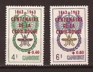 Cambodia Stamps - 1963 , Sc B11-2 Centenary of the Red Cross, MNH, F-VF - (9A01J)