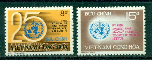 South Vietnam Stamps - 1973 , Sc 464-5 WHO, MNH, F-VF (9V07W)