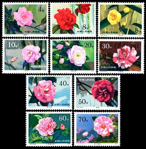 China Stamps - 1979 , T37, Scott 1530-40 Camellias of Yunnan - MNH, F-VF (91530)