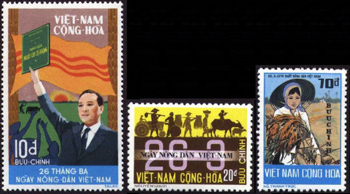 South Vietnam Stamps - 1974 , Sc 475-7 President Nguyen Van Thieu, Agriculture - MNH, F-VF (9V087)