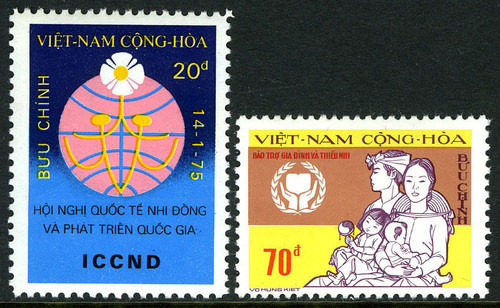 South Vietnam Stamps - 1975 , Sc 504-5, Symbol of Youth, Family, Emblem - MNH, F-VF  (9V033)