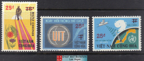 South Vietnam Stamps - 1974 , Sc 483, 497, 499 Surcharged - MNH, F-VF