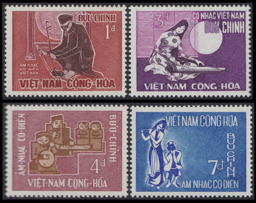 South Vienam Stamps - 1966 , Scott # 287-90 Music: Traditional Instruments - MNH, F-VF (9V08H)