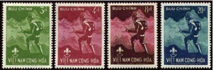 South Vietnam Stamps - 1957, Scott 124-7, National Jamboree (Boy Scout) Set, MLH, F-VF (9V08R)
