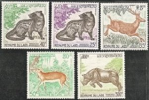 Laos Stamps - 1971 - Sc 219-22, C83 Animals - MNH, F-VF - (9A04L)