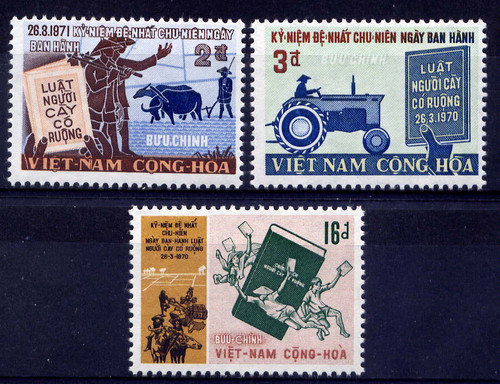 South Vietnam Stamps - 1971 , Sc 389-91 Agrarian Reform Law - MNH, F-VF (9V099)
