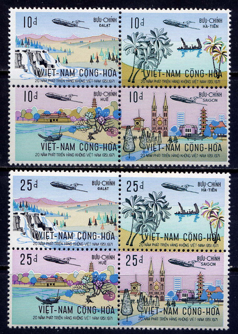 South Vietnam Stamps - 1972, Scott 417-24, 20 Years Air Viet Nam - MNH, F-VF (9V04D)