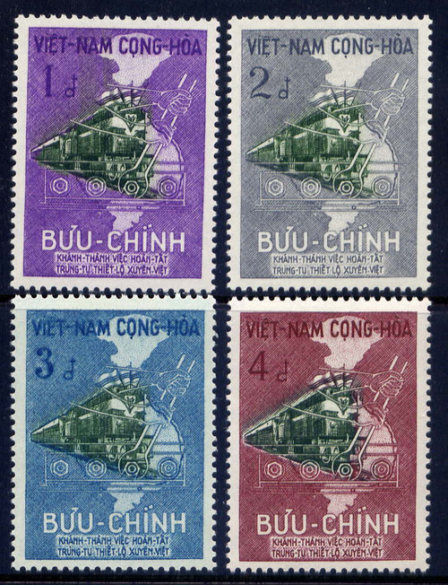 South Vietnam Stamps - 1959, Sc 116-9 Diesel Engine and Map of North and South Vietnam - MNH, F-VF  (9V0AG)