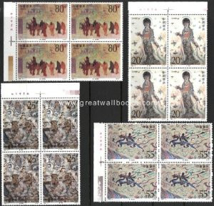 China Stamps - 1992-11, Scott 2407-10 Dunhuang Murals (4th series), imprint block of 4, MNH-VF - (9240A)