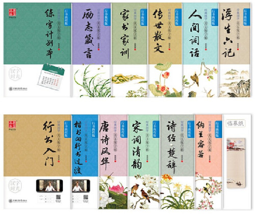 华夏万卷字帖12本装 经典国学·美文练字帖（行书教程版）田英章书 楷书硬笔书法大学生成人钢笔字帖 临摹描红写字  (W14X)