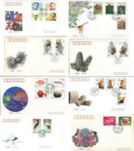 China Stamps - 1992, 7 complete sets First Day Covers. All dealer stock. Scott 2380-1, 2412-3, 2416-9, 2425-8, 2482-5, 2586-9, 2493-6 - (92X0C)