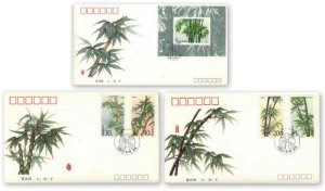 China Stamps - 1993-7 , Scott 2444-8, Bamboos - compete set +Souvenir Sheet, 3 First Day Covers, Bamboos - (9307C)