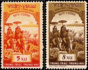 Vietnam Stamps - 1959, Sc 92-3, VN Code # 49, Trung sisters commemoration, MNH, F-VF - (9N00A)