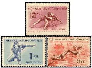Vietnam Stamps - 1959, Sc 102-4, VN Code # 57, Sports and physical training, MNH, F-VF - (9N00K)