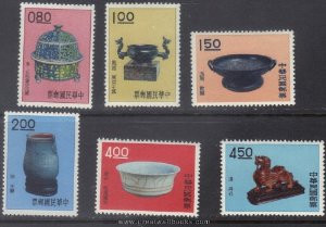 Taiwan Stamps : 1961 Taiwan stamps TW S19 Scott  1296-1301, Ancient Chinese Art Treasures Series II - MLH, F-VF   - (9T08F) - (9T08F)