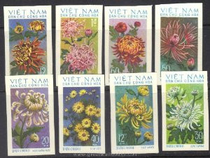 Vietnam Stamps - 1974, Sc 731-8, Chrysanthemums, Imperf - MNH, F-VF - (9N05E)