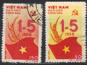 Vietnam Stamps - 1958, Sc 69-70, May 1st - CTO, F-VF - (9N061)