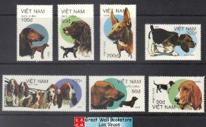 Vietnam Stamps - 1992, Sc 2016-22, Dogs - MNH, F-VF - (9N080)