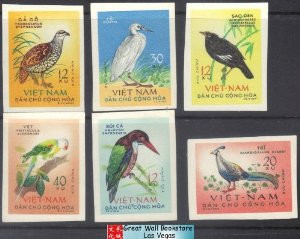 Vietnam Stamps - 1963, Sc 268-73, Birds - Imperf - MNH, F-VF - (9N082)