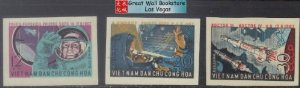 Vietnam Stamps - 1962, Sc 235-7, Flights of Vostok 3 and 4 - Imperf - MNH, F-VF - (9N09M)