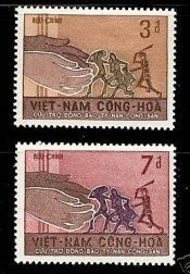 South Vietnam Stamps - 1960, Scott 281-2, Hands R. Persecuted Refugees, MNH, F-VF - (9V012)