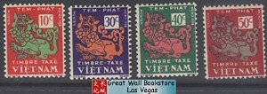 South Vietnam Stamps - 1952 ,Sc J1, J3, J4, J5 Temple Lion - MNH, F-VF - (9V046)