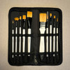 Xin Bowen 10 Brushes with Travel Case Acrylic Golden Taklon Brush Set