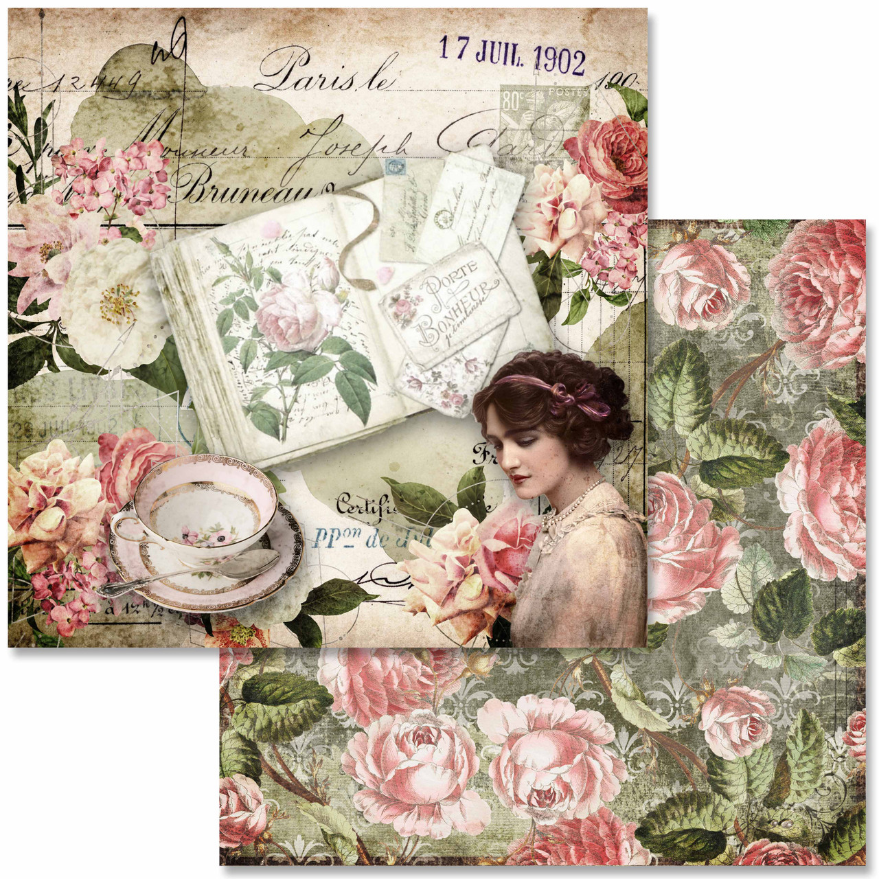 Antique Roses Collection Scrapbook Paper Pack – Steel Roots Market