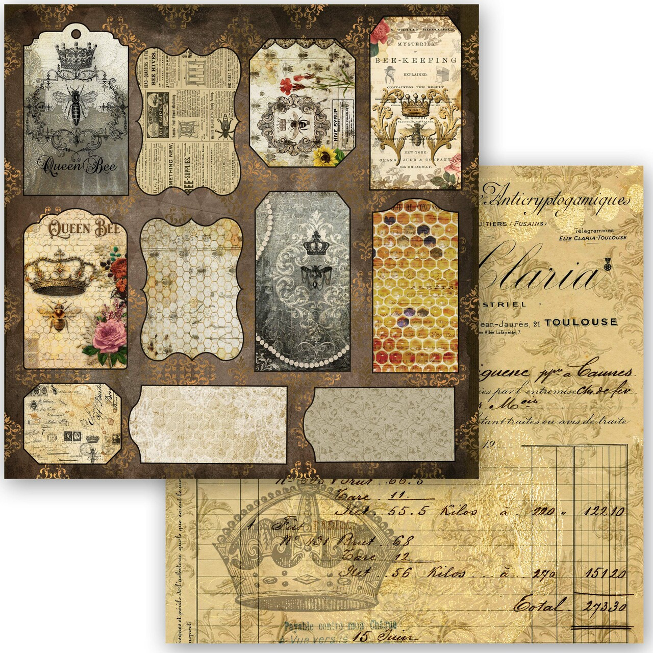 Antique Roses Collection Scrapbook Set - mini 6 x 6 – Steel