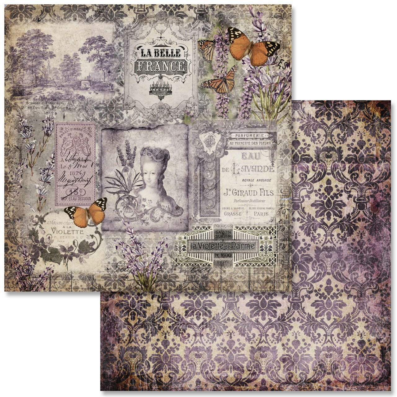 CrafTreat Lavender Decoupage Paper for Crafts - Dreamy Florals - Size: A4  (8.3 x 11.7 Inch) 8 Pcs - Floral Decoupage Paper for Furniture, Wood and